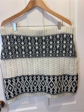 Mexx Fair Isle Cable Knit Mini Skirt Black & White Geometric Winter Cozy